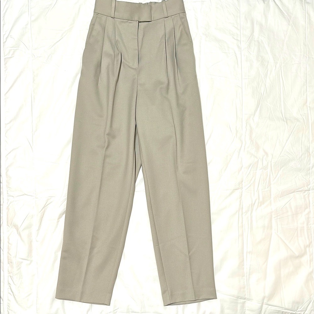 H&M Tan Pantsuit with Wide-Leg Fit and Front Pleats